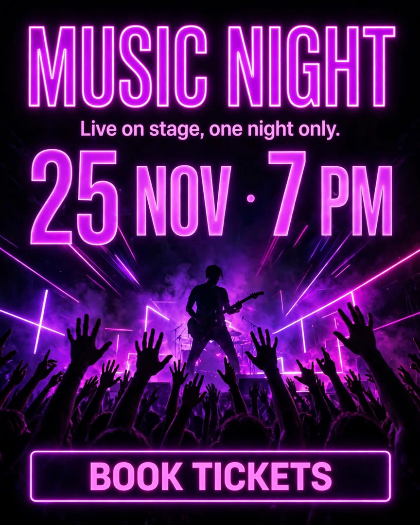 Neon Music Night poster template
