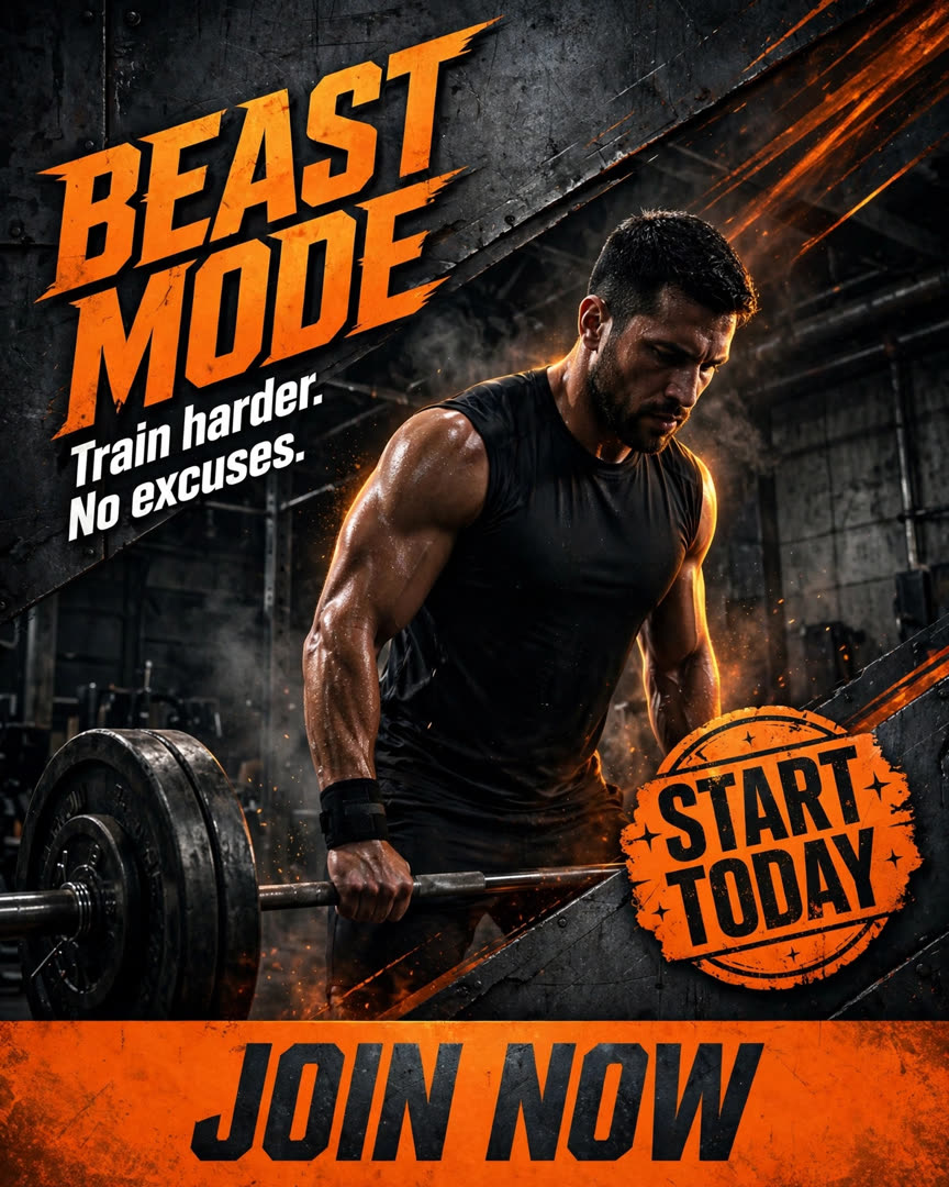 Beast Mode Gym poster template